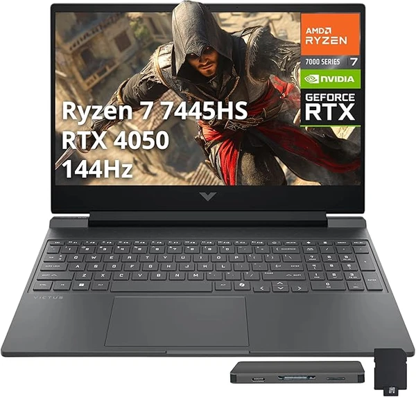 HP Victus 15.6 budget gaming laptop in Mica Silver with RTX 4050 graphics