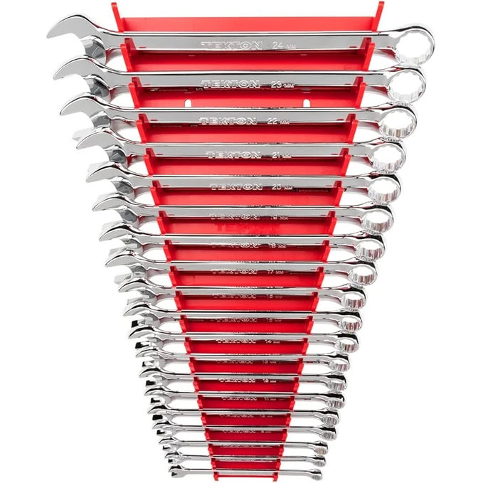 TEKTON combination wrench set 30-piece with chrome vanadium wrenches in tool roll