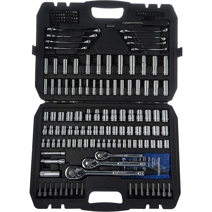 AmazonBasics 201-piece mechanics tool set budget-friendly option with complete tool selection