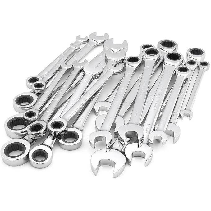 Craftsman 20-piece universal combination wrench set with SAE and metric wrenches in storage case