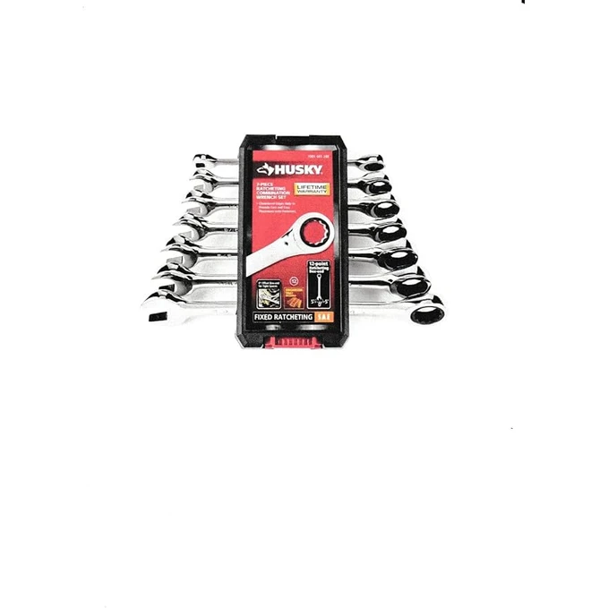 Husky SAE combination wrench set compact stubby design for tight spaces