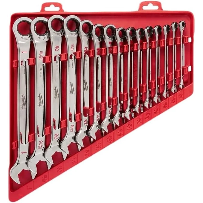 Milwaukee metric ratcheting combination wrench set professional grade with black oxide finish