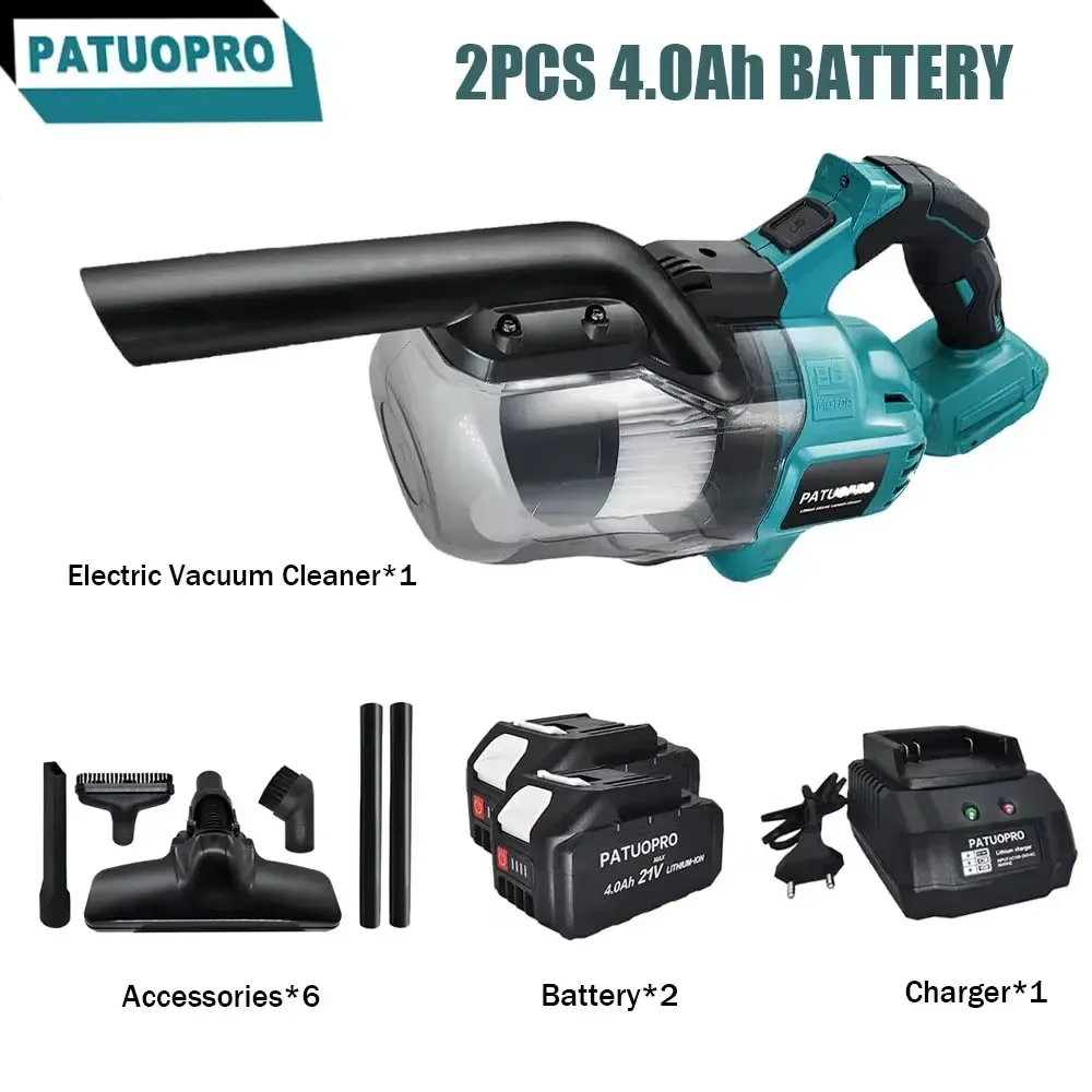 Cordless handheld vacuum cleaner compatible with Makita 18V batteries for workshop and job site cleanup