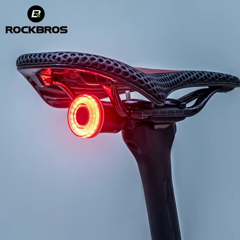 USB-C rechargeable rear bike light with tool-free quick-release mount and custom image upload